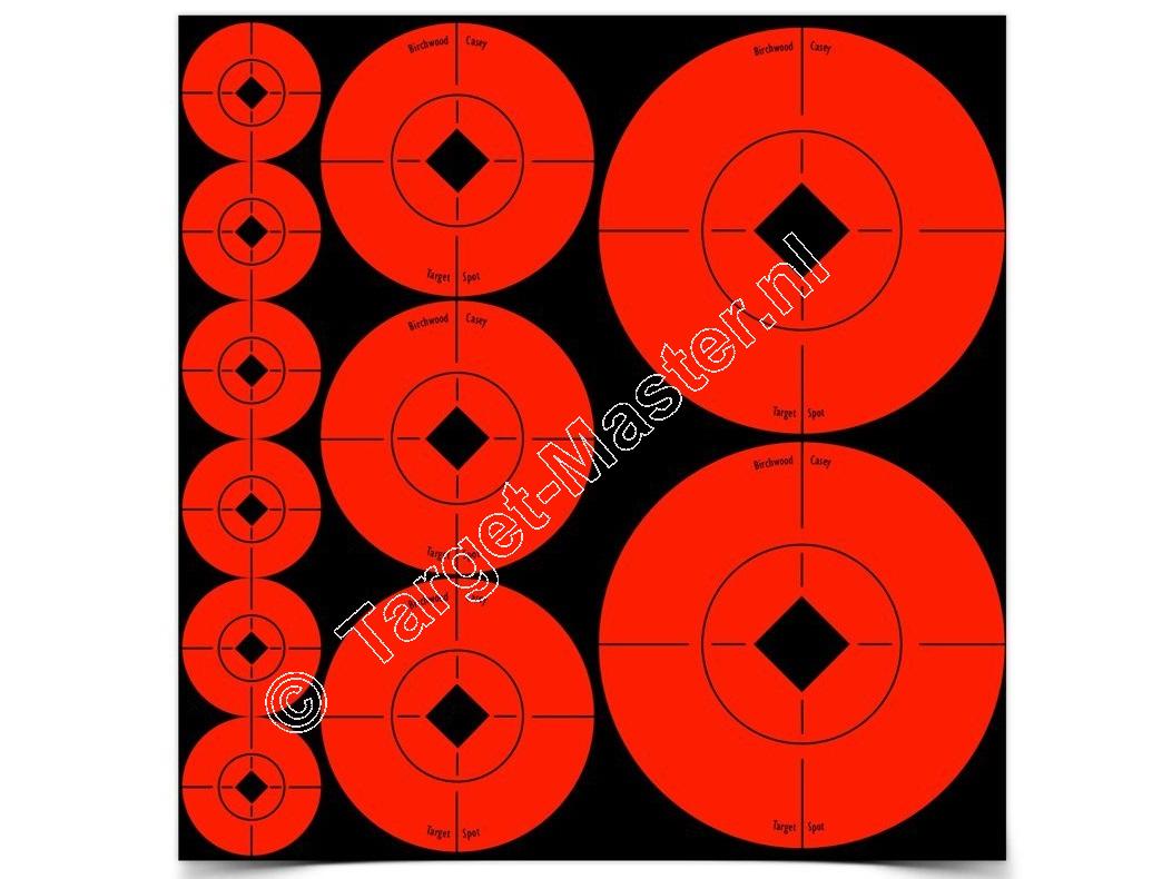 Birchwood Casey TARGET SPOTS Zelf Klevende Doelen ROOD Assortiment